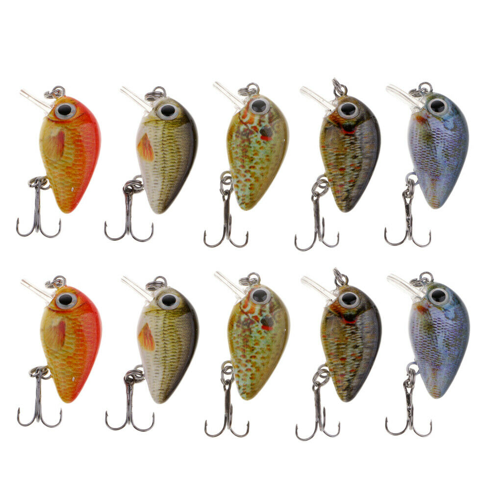 10pcs 1 inch Mini Minnow Crank Baits Sinking Lures Minnow & Popper Diving Lure