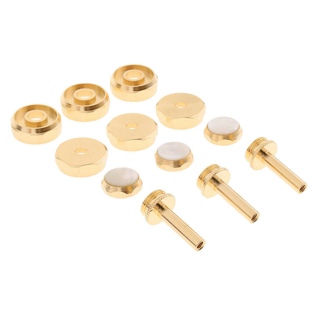 1 Pack Trumpets Finger Buttons Connecting Rods Valve Caps Cover, Golden