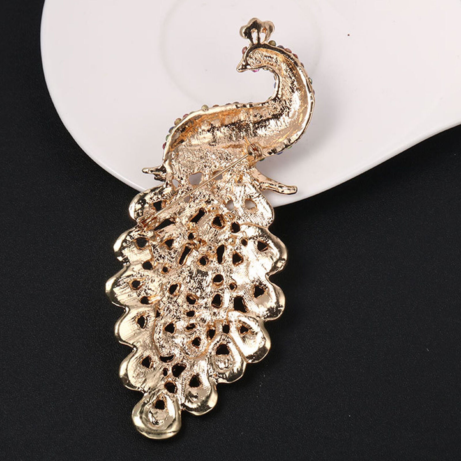 Christmas Peacock Brooch Women Lapel Pin Animal Pendant Blue Peafowl Halloween