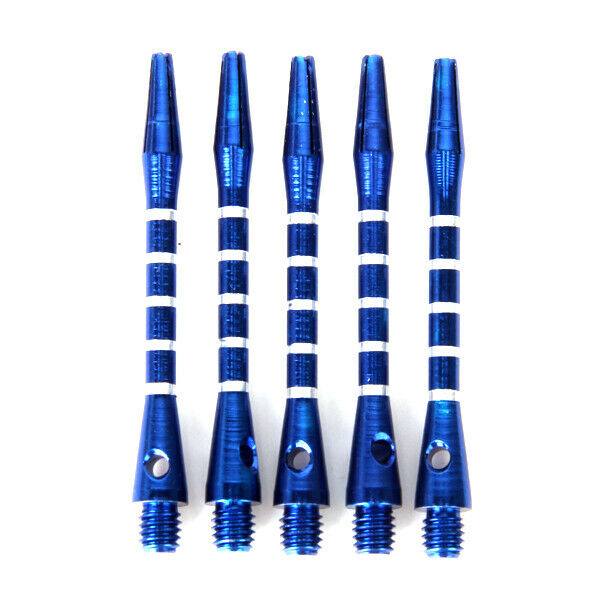 2x 5pc Blue Re-Grooved Striped Anodised Aluminum Dart Shaft 52mm 2" Collector