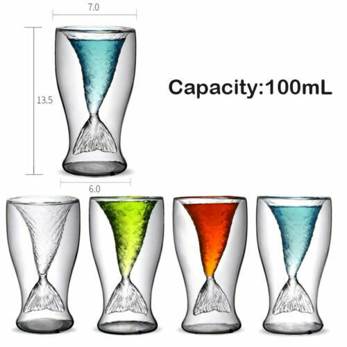 100 ml Creative Mermaid Cup Clear Mermaid Tail Shape Glass Wine Glass Beer Cup