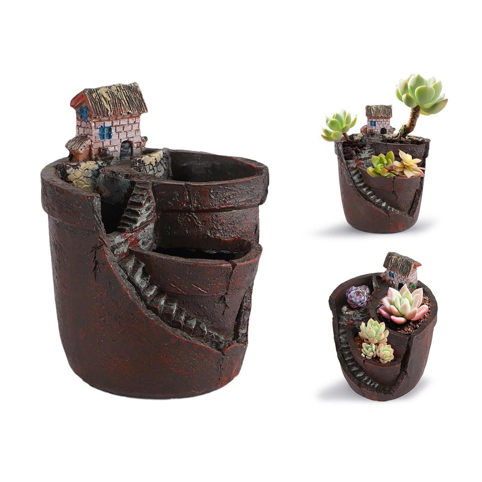Succulent Pot Plant Planter Flowerpot with Sweet House Garden Decoration
