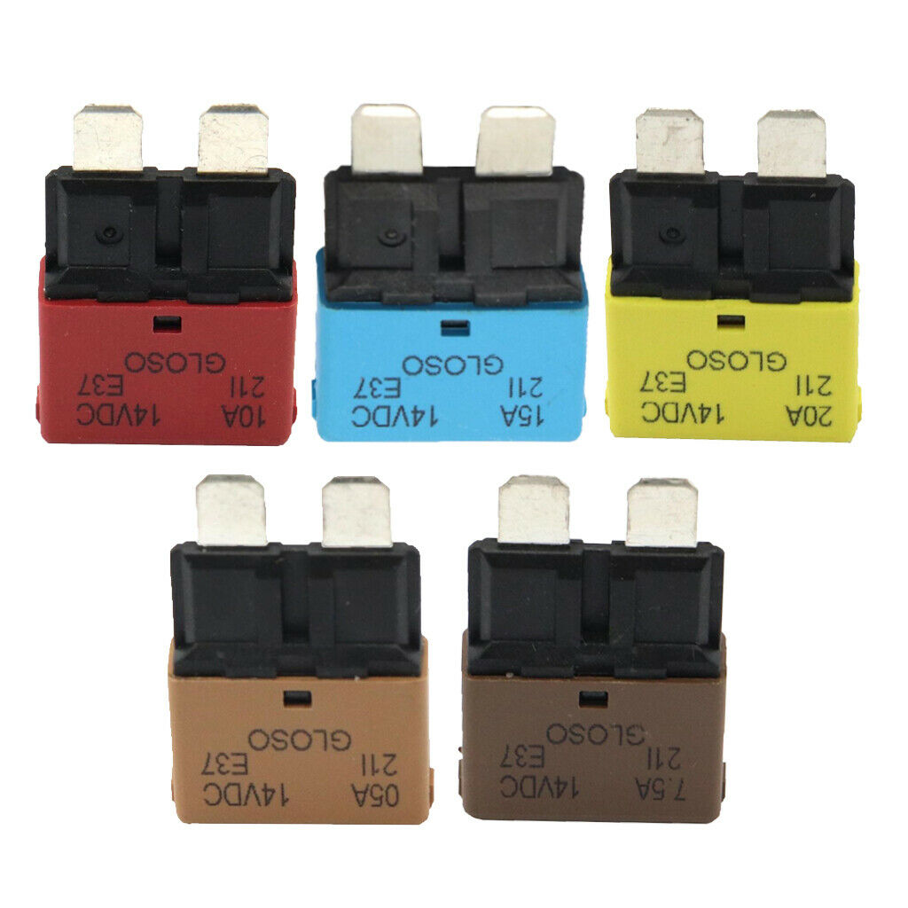 5pcs Universal Car Marine Circuit Breaker Blade Fuse 20A/15A/10A/7.5A/5A