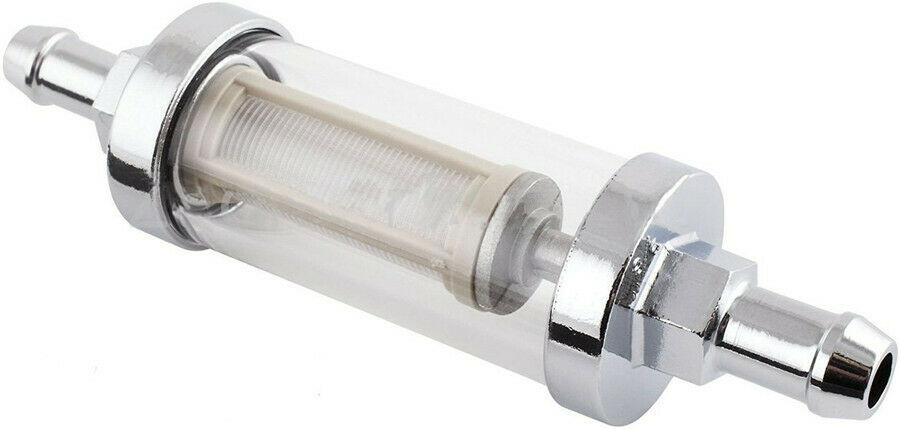 1 Pc Metal & Glass 8mm 5/16'' Motorcycle Fuel Gas Filter Reducing Engine Wear
