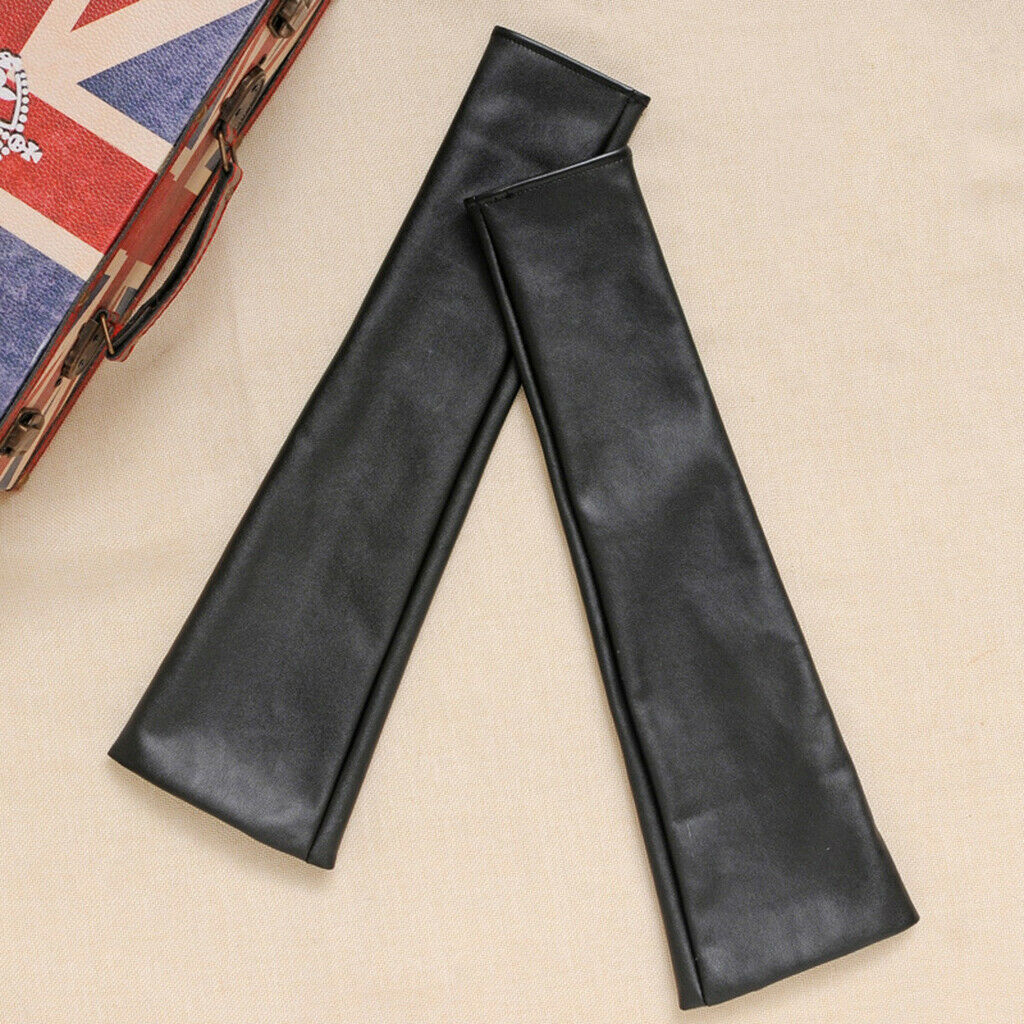 Women's PU Leather Elbow Long Fingerless Driving Gloves Arm Warmer L Black