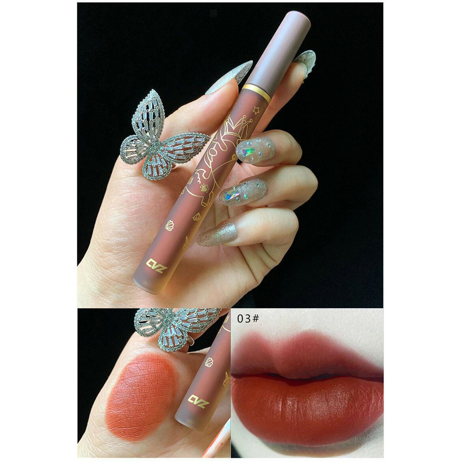 4pcs Velvet Matte Lip Glaze Set 4 Colors Waterproof Lip Gloss for Women