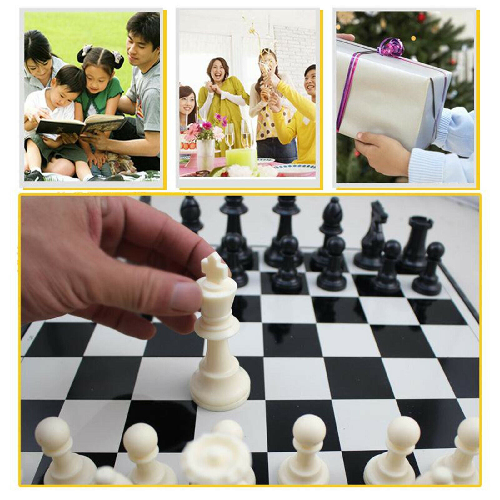 Portable 15"x15" Chess Set Magnetic Chessmen King Queen 2 Players Board Games