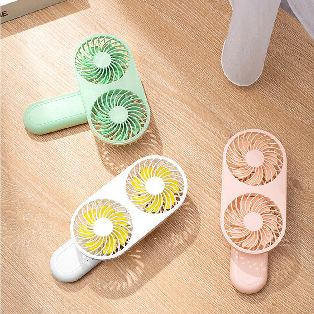 Dual Wind Handheld Fan 90Â° Rotate Personal Fan for Home Office Pink