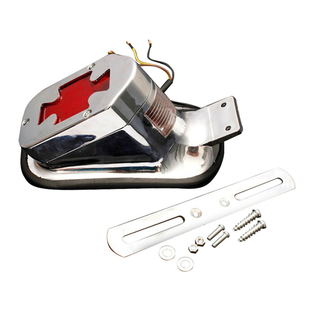 Motorcycle Rear Brake Tail Light Red 12V Universal License Plate Light