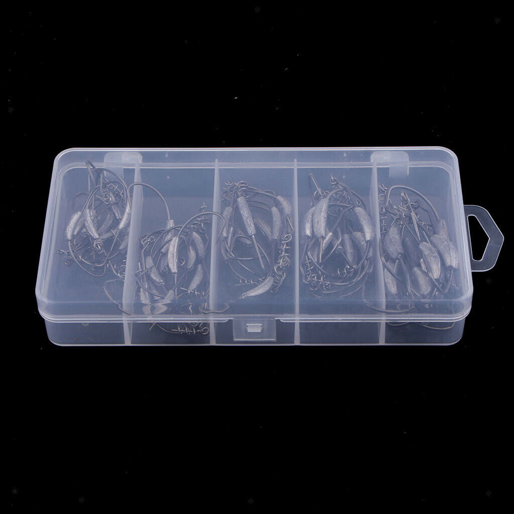 50pcs Weighted Superline Spring Hook with Centering Pin for Rigging Baits