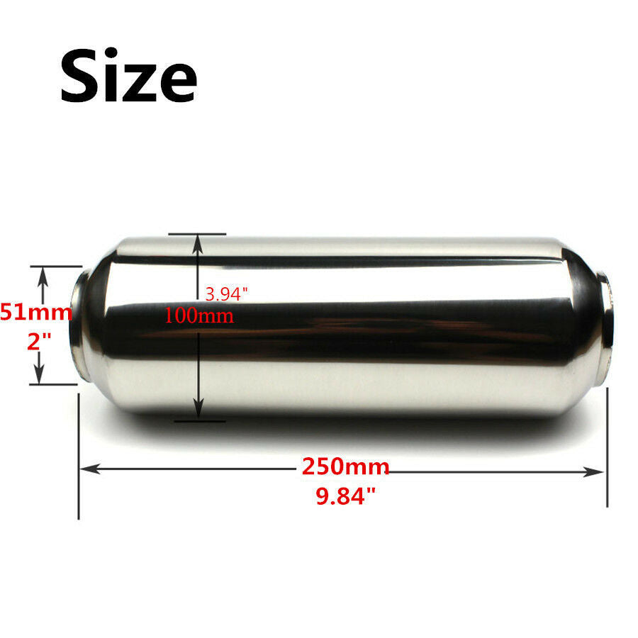 Universal Exhaust Dissipative Muffler 304 Stainless Steel 2" Inelt 2" Outlet