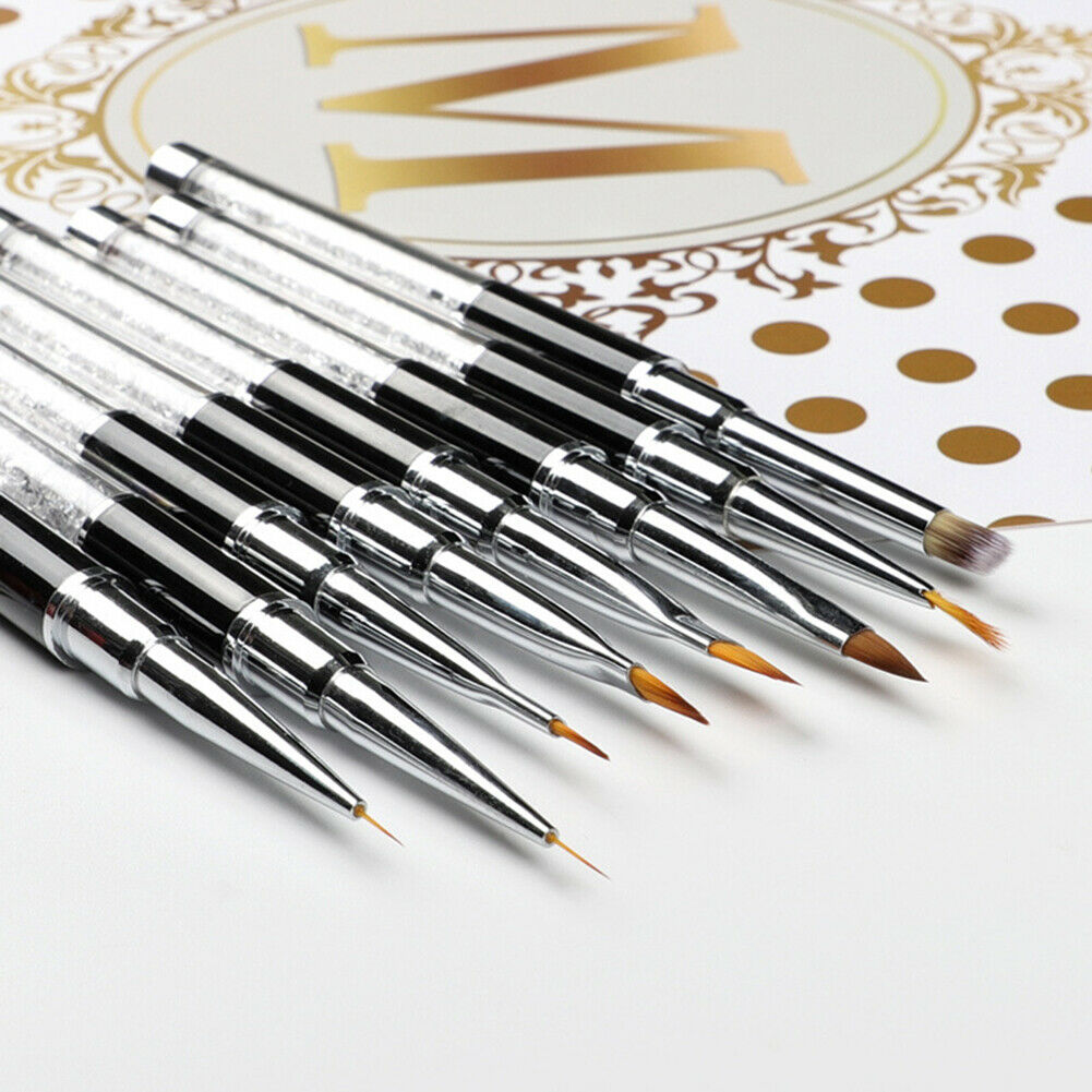 8 PCS Nail  Gel Brush Gradient Painting Pen Rhinestone Handle Nail Art DIY Tool