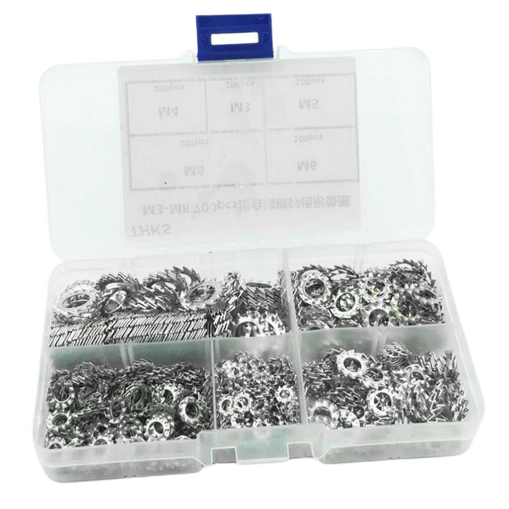 700pcs Lock Washers Galvanized Serrated Tooth Lock Washer Flat Washer Set