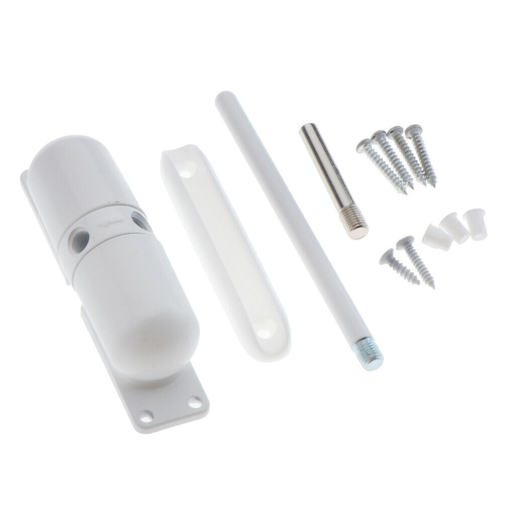 Mini White Zinc Alloy Adjustable Safety Spring Door Closer Closing Stopper