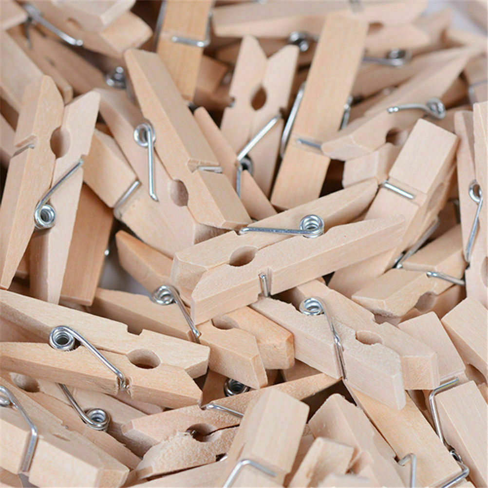 Wood Clothes Pin 50-Pack Pins Wooden Clothespins Laundry Clothesline Clips
