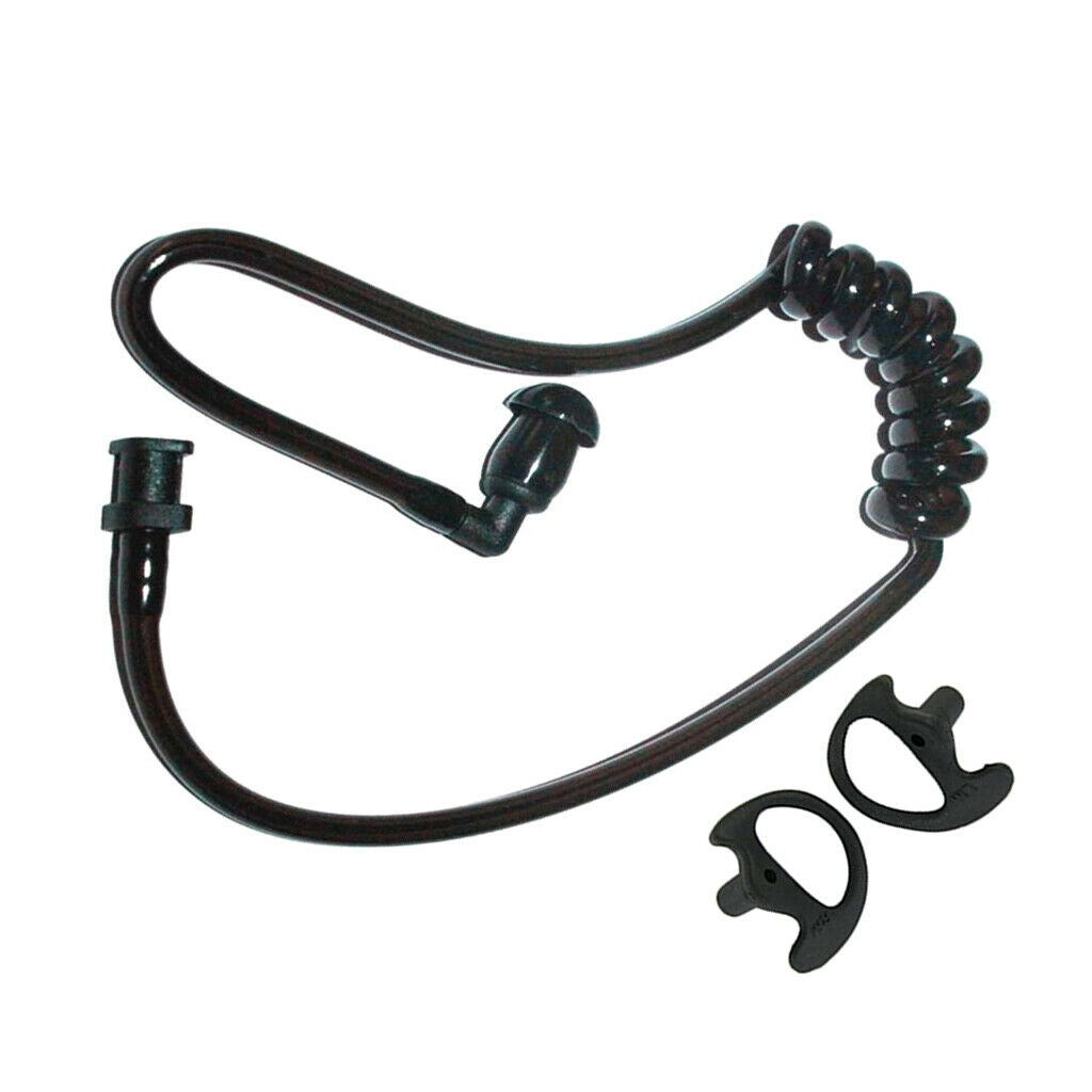 Replacement Covert Acoustic Air Coil Tube w/ Medium Earbuds for 2 Way Radio