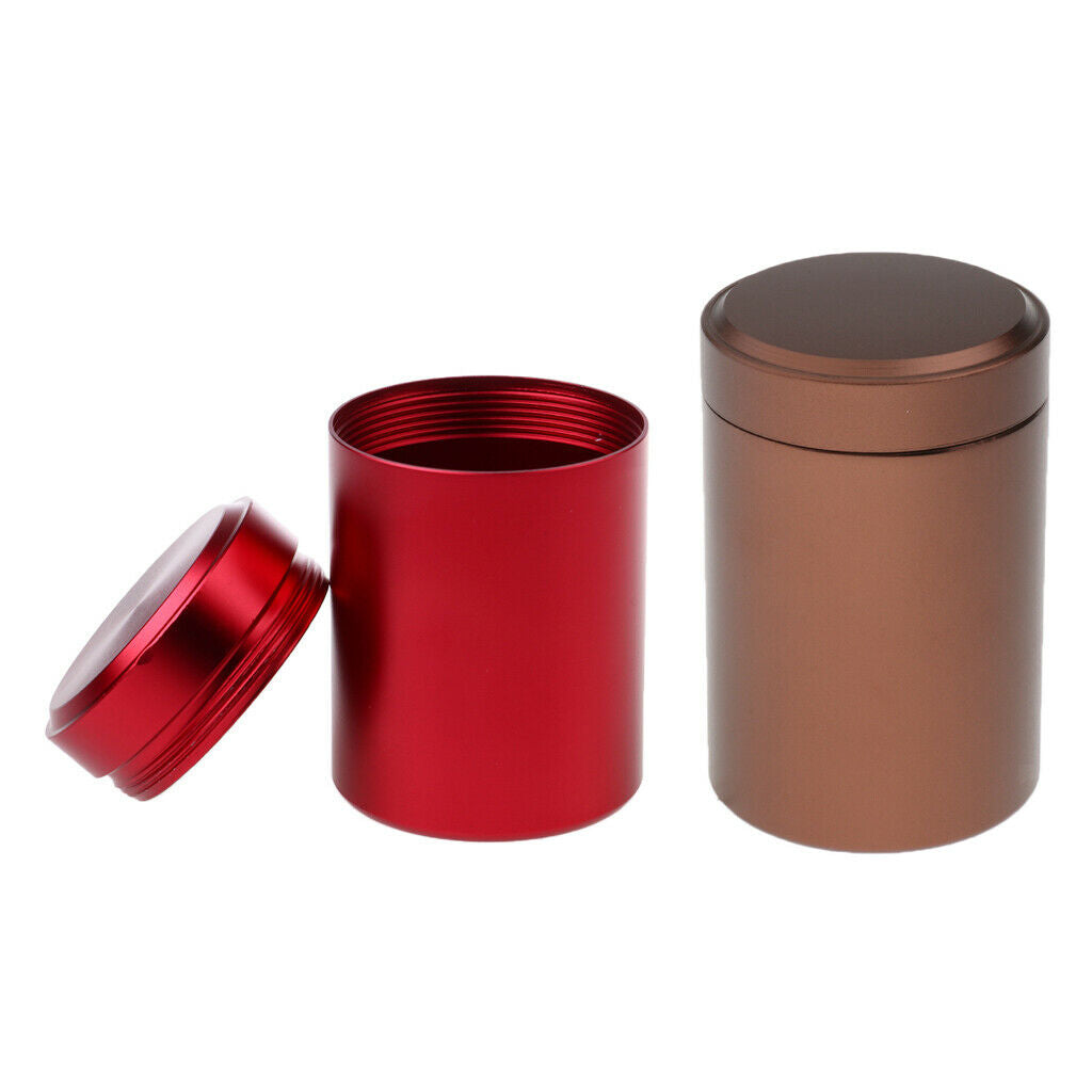 Pack of 2 Small Aluminum Tin Canisters with Airtight Lid for Tea Leaf Sugar