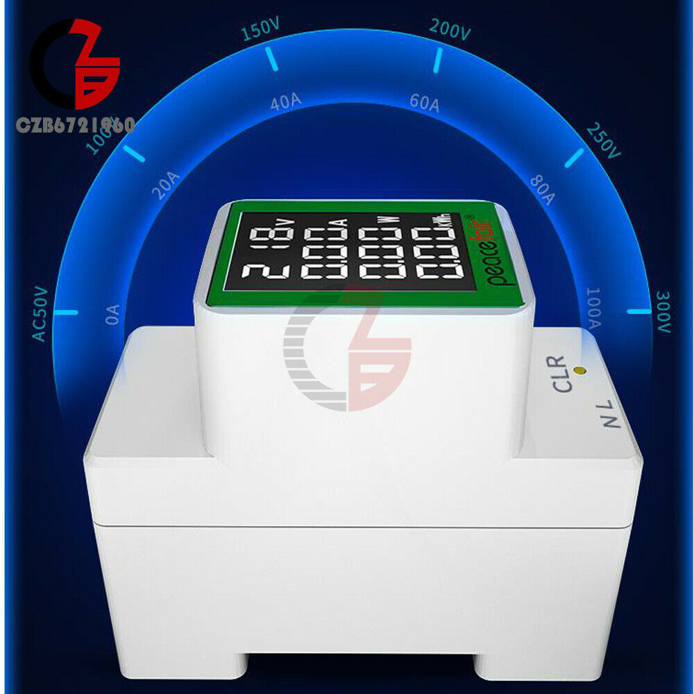 100A Digital Power Energy Voltmeter Ammeter Watt Kwh Power Meter AC220V 50V-300V