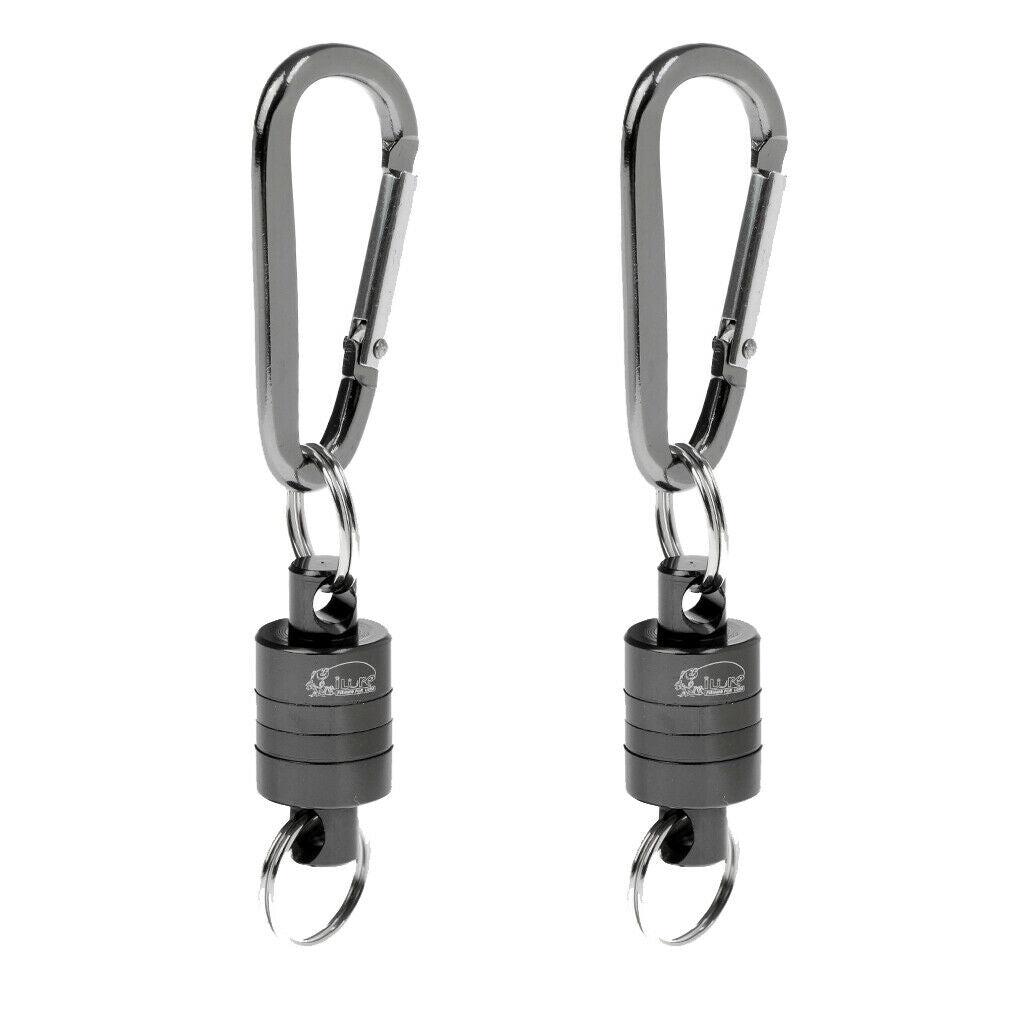 2 Pieces Magnetic Release Clip Landing Net Holder Fly Fishing Tool Gray