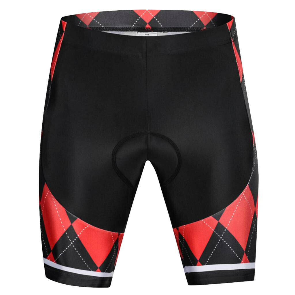 Breathable Comfortable Black and Red Grid Summer Mountain Biking Shorts