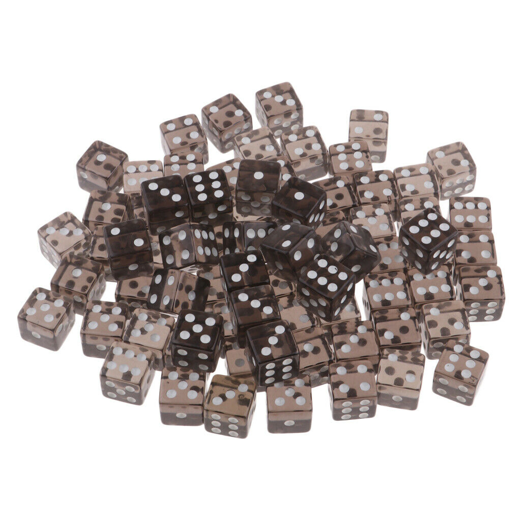 100pcs 6-sided Game Dice 15mm Dice for Board Games and Teaching Math Black