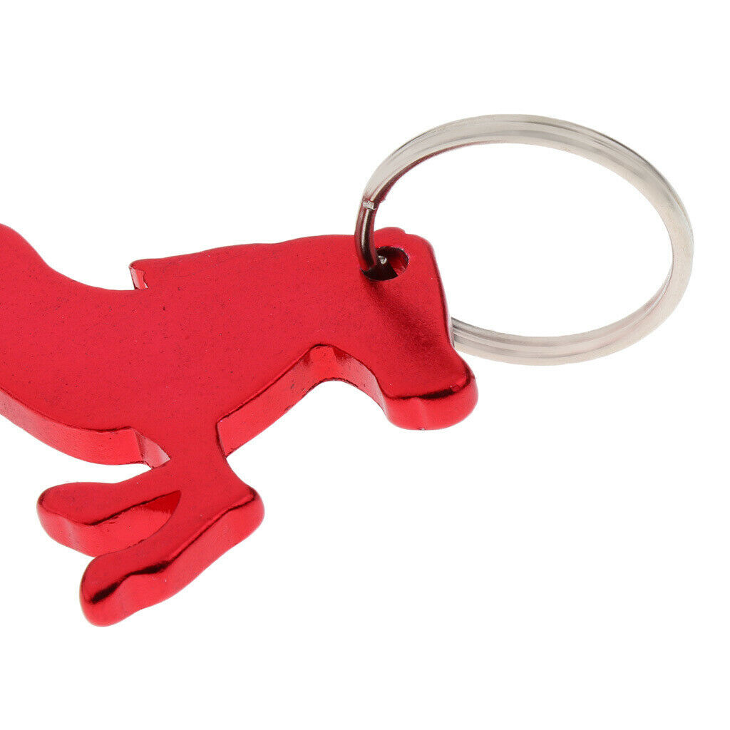 Aluminum Horse Pattern Bottle Opener Key Ring Keychain Bag Pendent Red
