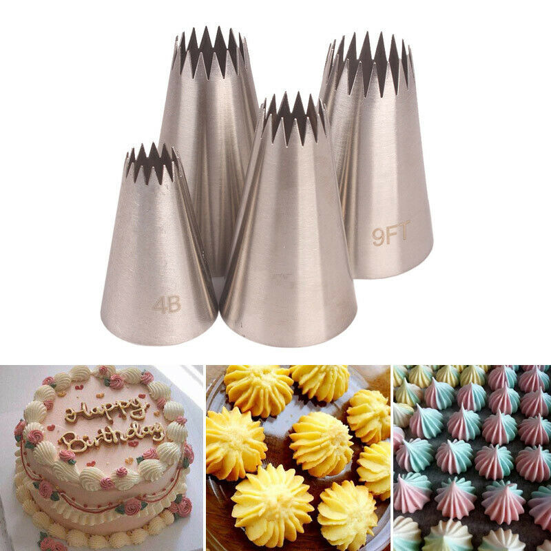 4PCs Large Icing Piping Nozzles Cake Baking Cookie Cupcake Piping Nozzle .l8