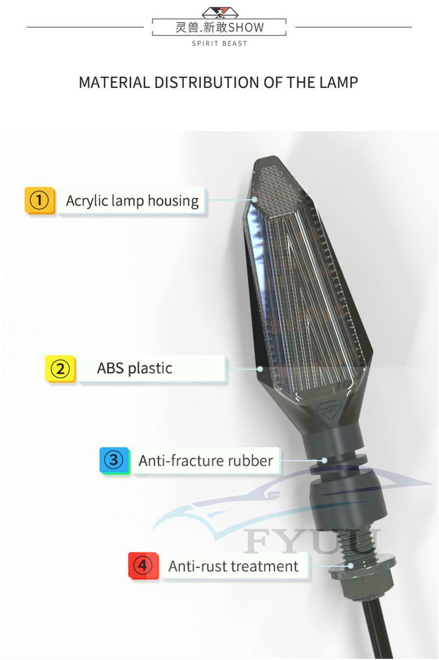 LED Turn Signal Highlight Motorcycle Headlight 12V Direction Indicator Assembly