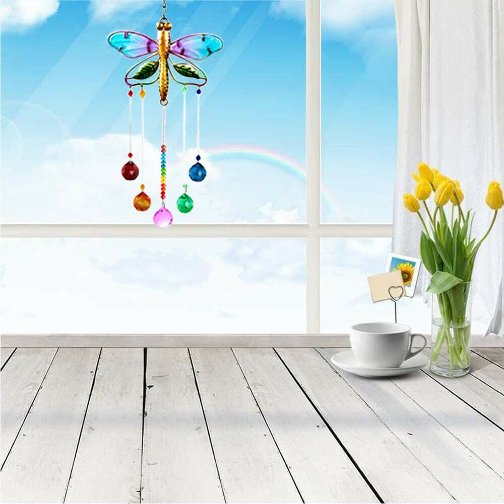 Suncatcher Dragonfly Window Hanging Decor Crystal Ball Prism Rainbow Maker Craft