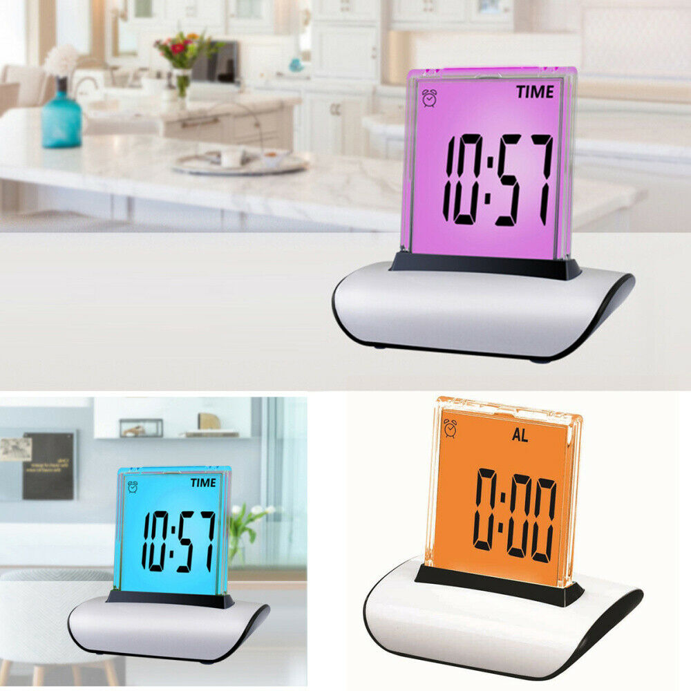 Digital LCD Alarm Clock 7 Color LED Backlight Desk Clock Thermometer Timer Light