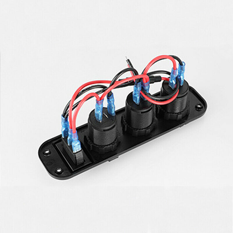 QC3.0 Auto Car Dual USB Fast Charge Cigarette Lighter Switch Panel w/ Voltmeter