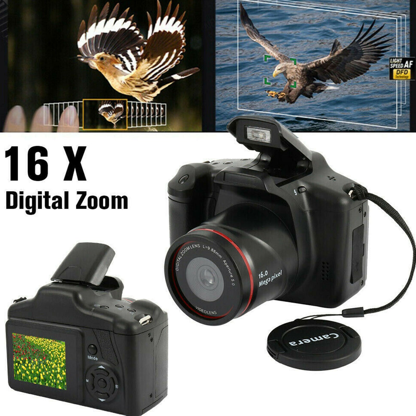 Digital SLR Camera 3 Inch TFT LCD Screen 16MP 1080P 16X Zoom Anti-shake
