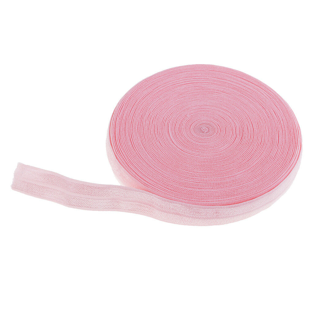 15mm Cotton Fold Over Elastics Band Lace Sewing Trimming 10 Meters Pink