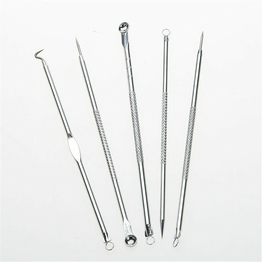 5pcs Blackhead Pimple Blemish Comedone Acne Extractor Remover Tool Kit Set PRO