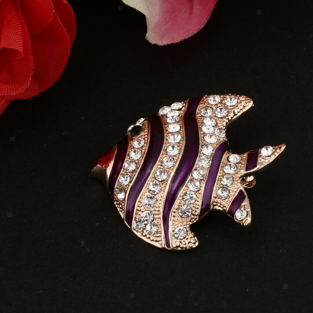 Fashion Crystal Animal Brooch Pin Rhinestone Personality Brestpin Strip Fish