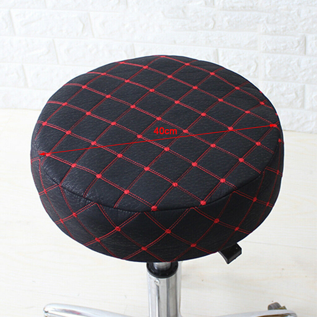 15-16'' PU Round Bar Stool Cover Chair Cushion Seat Pad Sleeve Cover Black