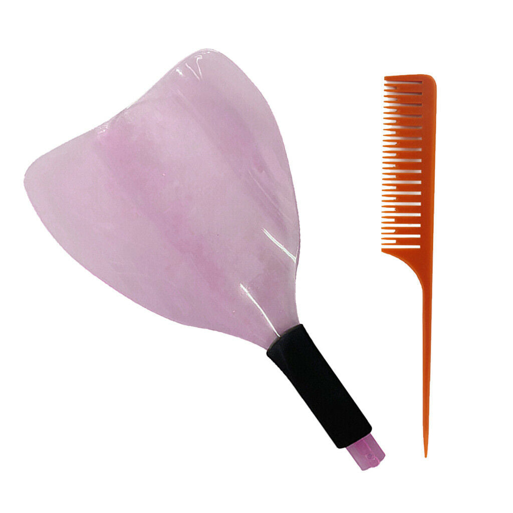 Pink Plastic Reusable Home Hairdressing Shield with Highlight Hair Comb