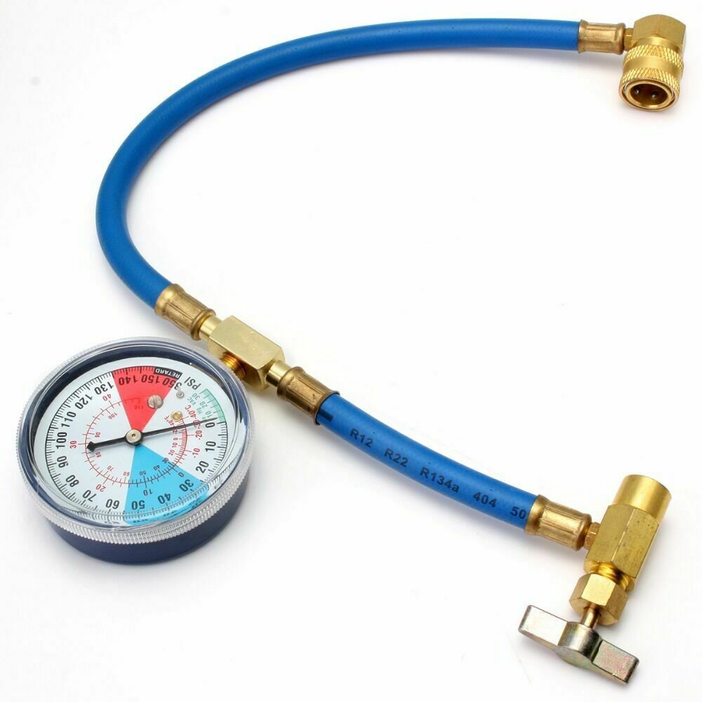 Car A/C R134A Refill Hose 72mm O.D. 43cm Length Metal Measuring Refrigerant Hose