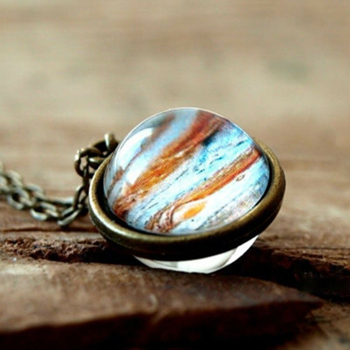 Duplex Planet Universe Crystal Jupiter Ball Glass Dome Galaxy Necklace Jewelry