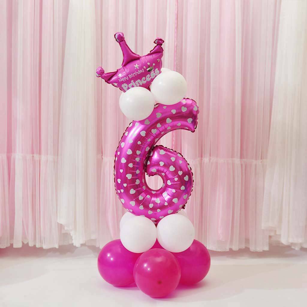 6 and 8 Numbers Letters Princess Prince Crown Foil Balloons Upright Column Set