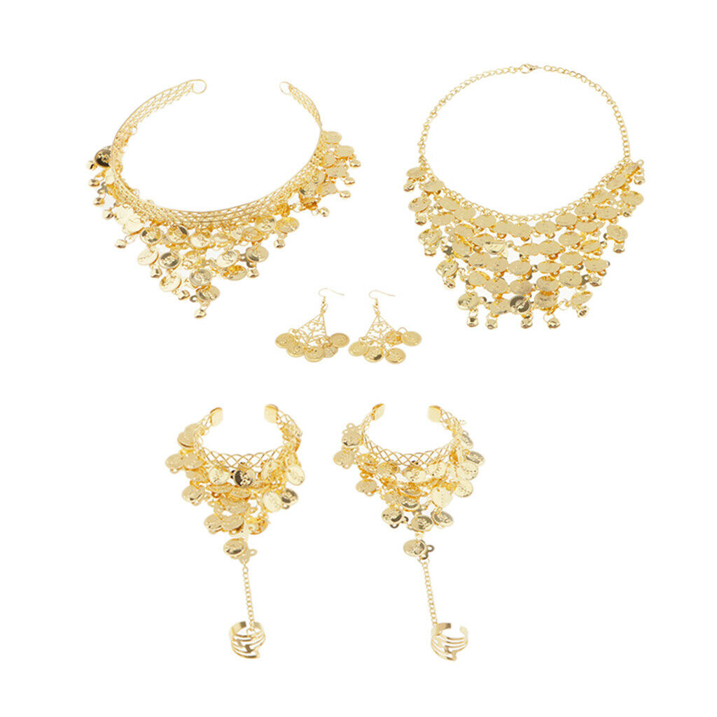 Belly Dance Jewelry Set Necklace Earrings Bracelets Female Gypsy Performance