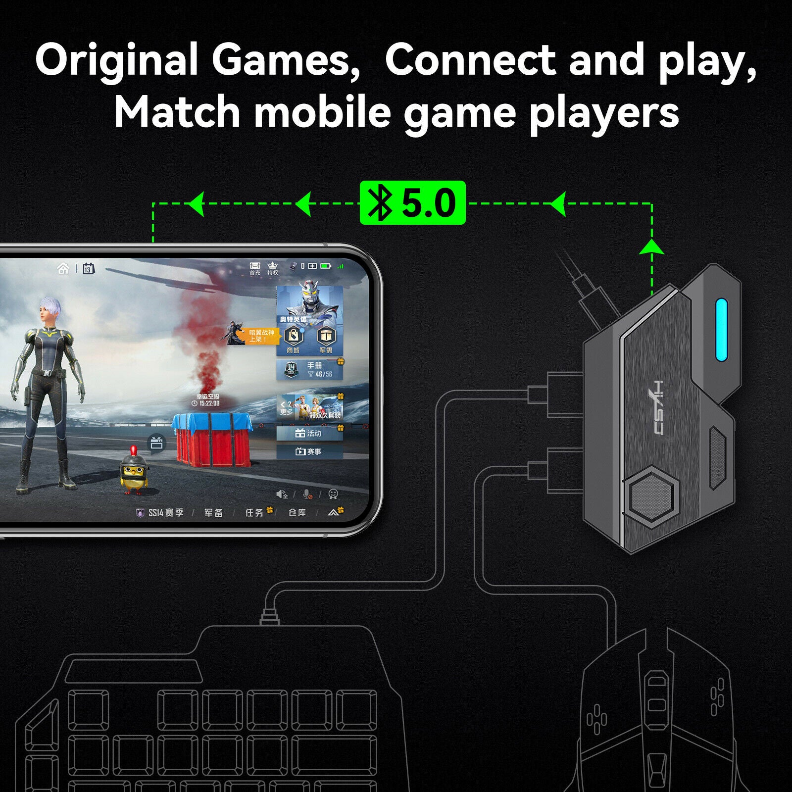 For IOS 13.4 Below Android Game Adapter Game Keyboard Mouse Converter Bluetooth