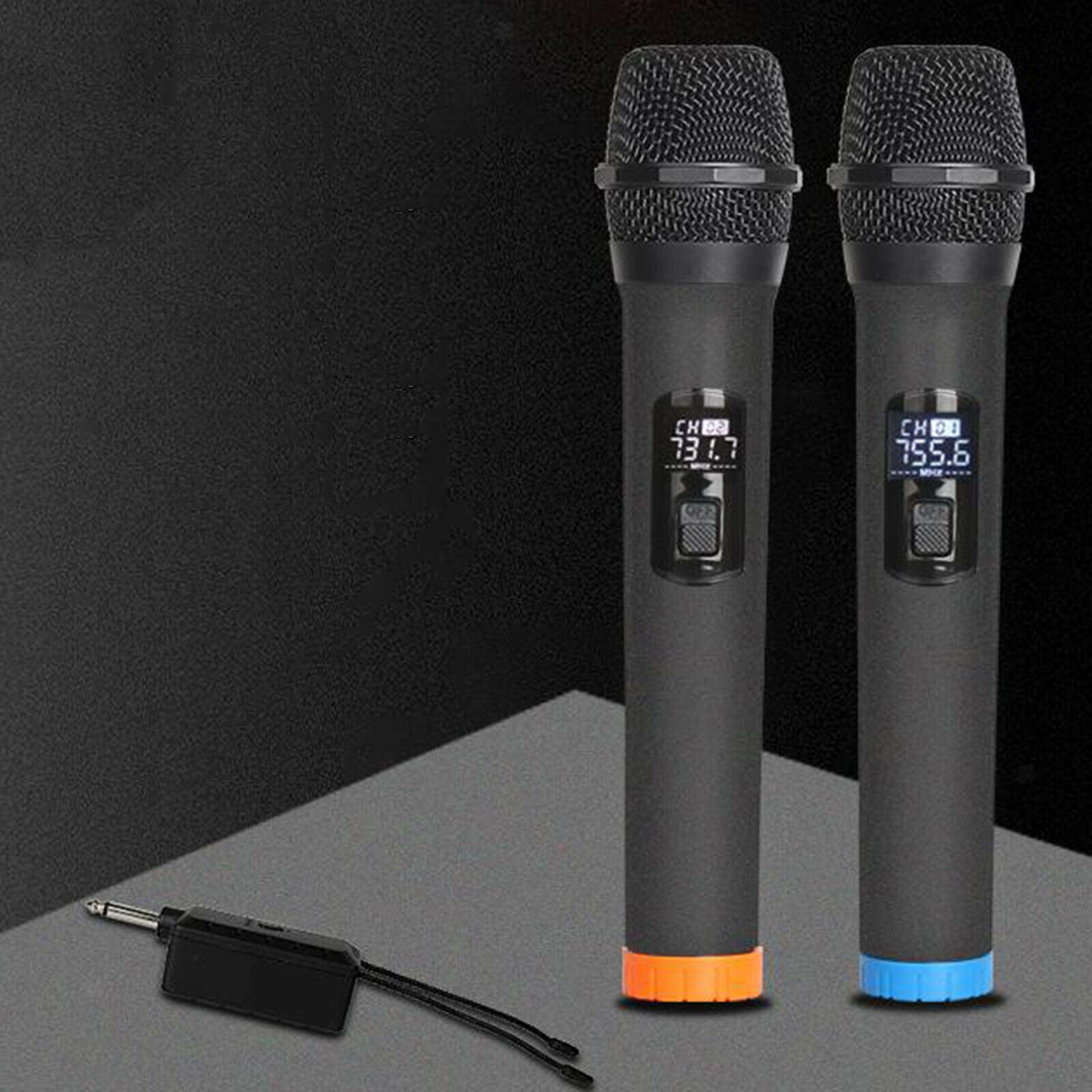 2x Wireless Microphone, VHF Cordless Handheld Mic System with Rechargeable