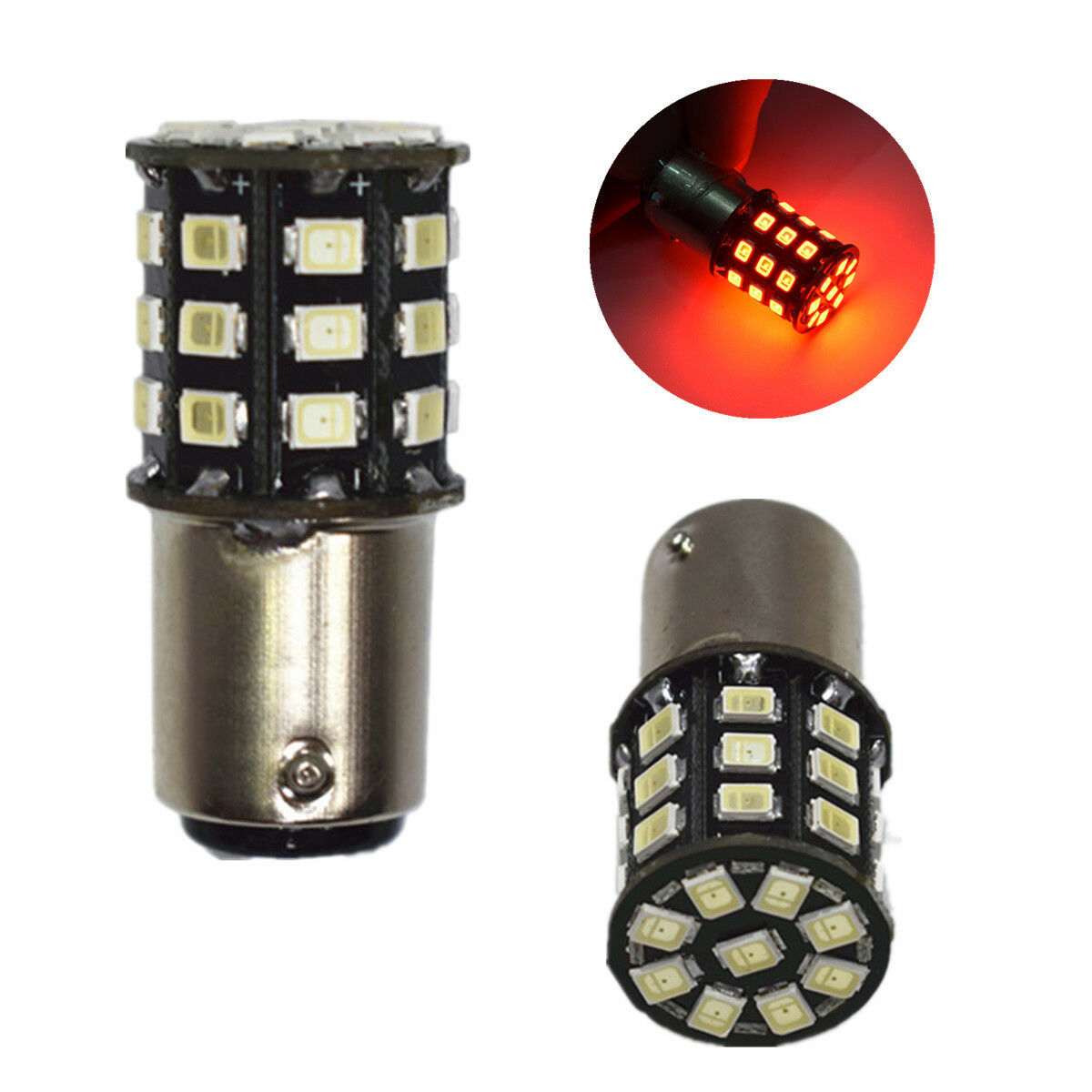 1 Pair BA15S P21W Red Strobe Flash Brake Light 1156 2835 33SMD S25 LED Bulbs