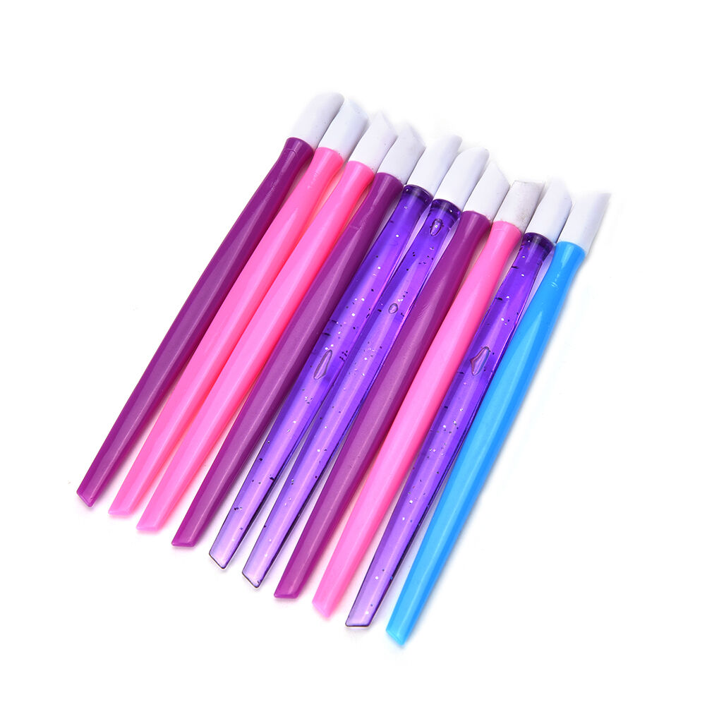 10X Cuticle Pusher Plastic Foils Nail Art Hoof Stick Tools Wrap Applicati TwJ.DD