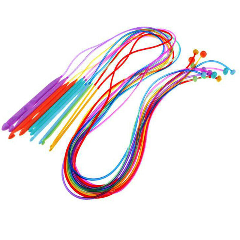 12pcs Plastic Flexible Afghan Tunisian Crochet Hooks Weave Needles 3.5 N JfJCDD