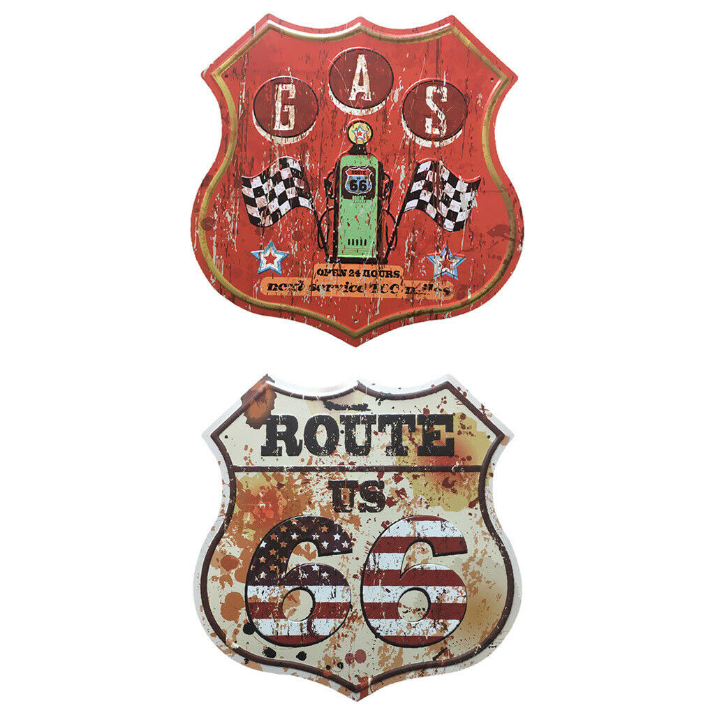 2x Cast Iron Metal Gas Station Advertising Decor  Plaque Plate Ad Sign