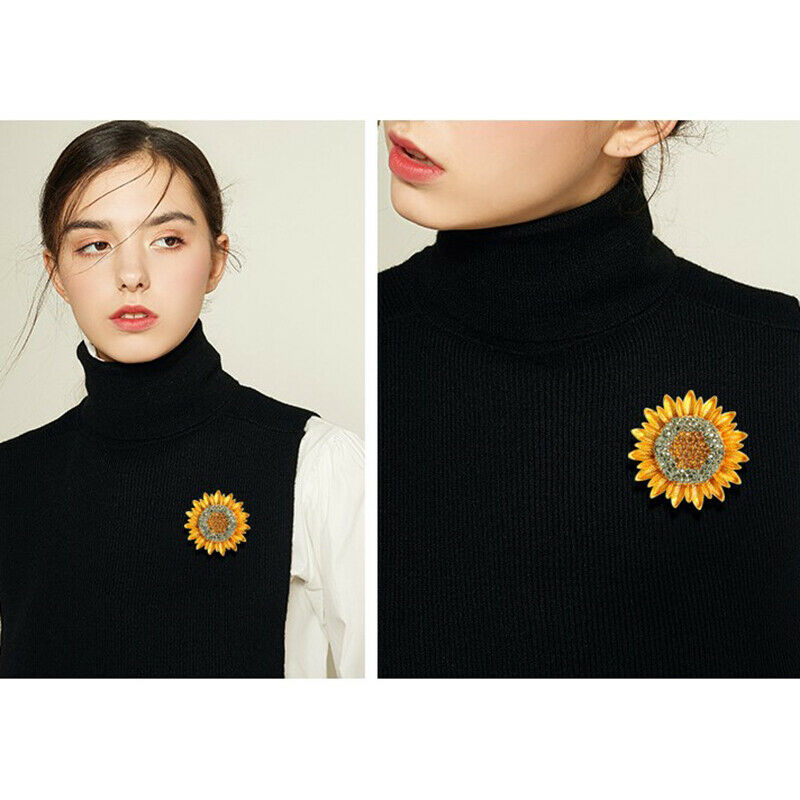 1pc Jewelry Charming Sunflower Flowers Yellow Rhinestone Crystal Brooch P.l8