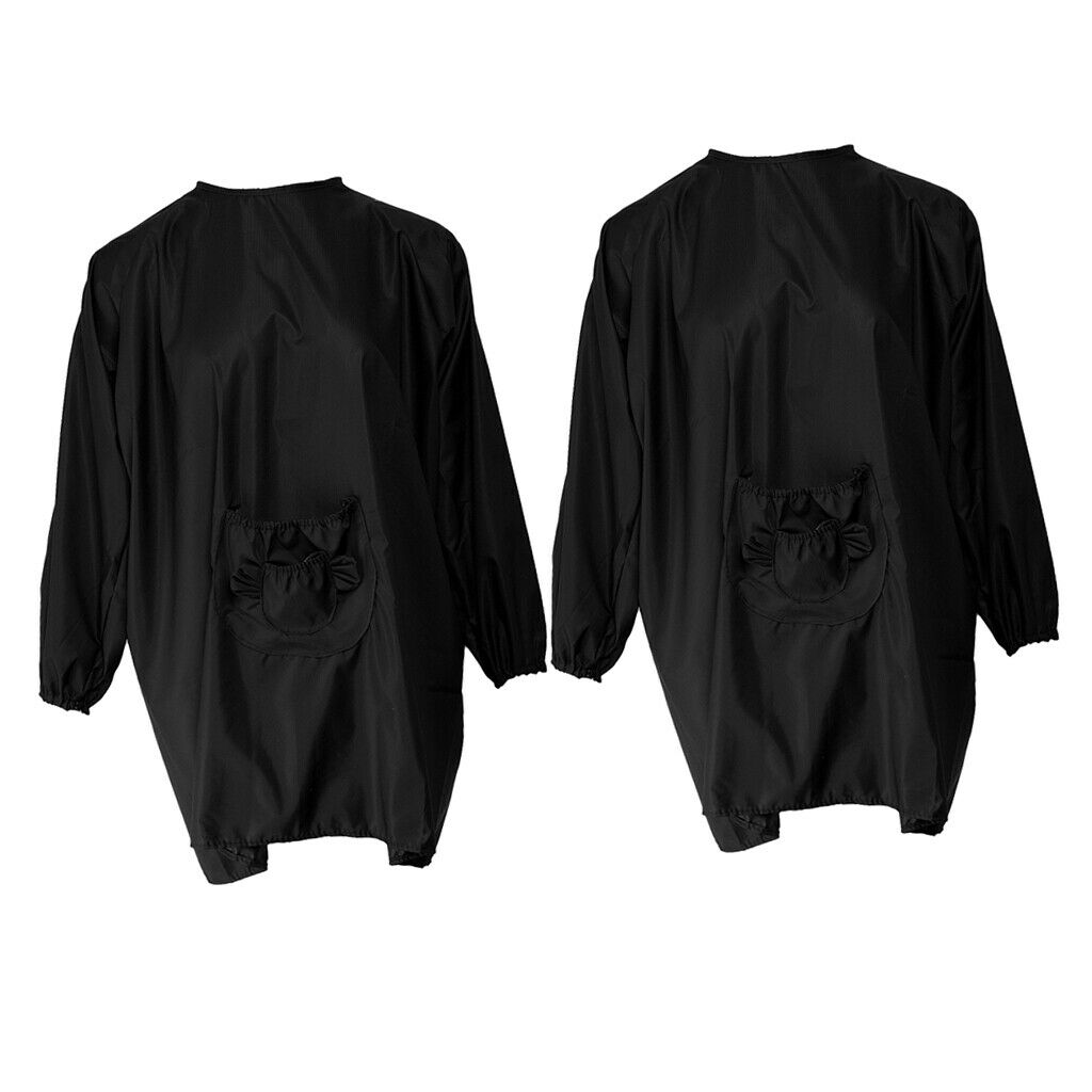 2Pcs Stylist Hairdresser Apron Barber Cape for Salon Spa Hairdressing Black