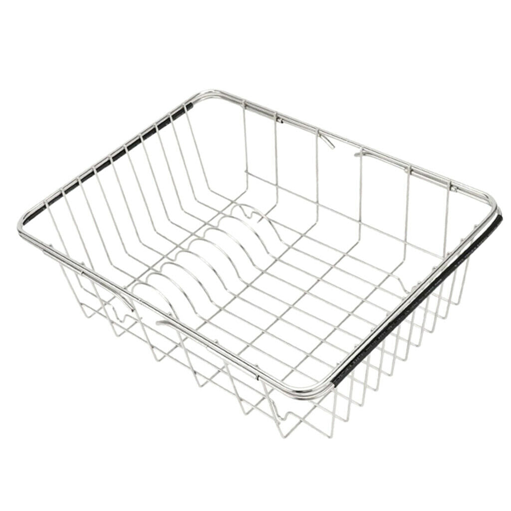 Stainless Steel Sink Dish Drainer, Vegetable Fruit Storage Basket, with
